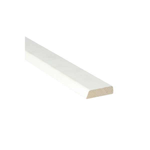 Meranti koplat/architraaf schuin 45x10 mm wit gegrond